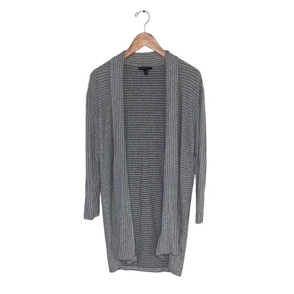 Banana Republic Cardigan XS-M Oversized Grey  Open Sweater Long Ribbed‎ Stretch - Picture 1 of 7